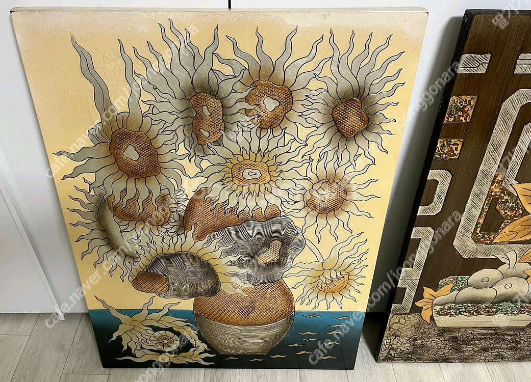 대전-목판액자 화병--2