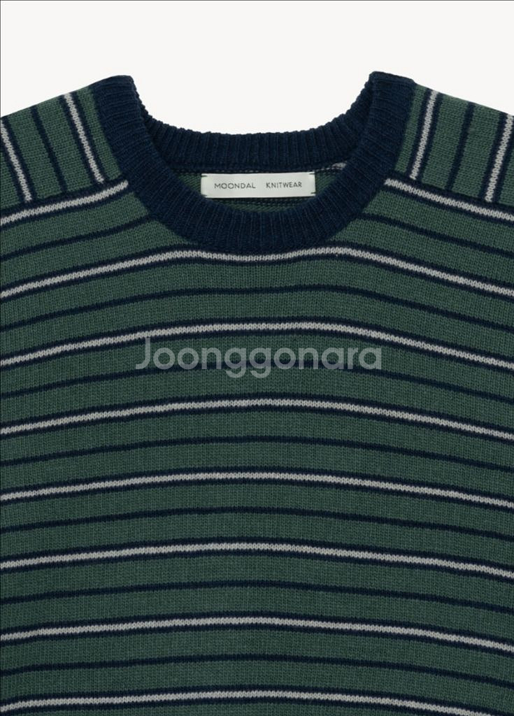 문달 pencil 스트라이프 니트 - 그린 / m--3