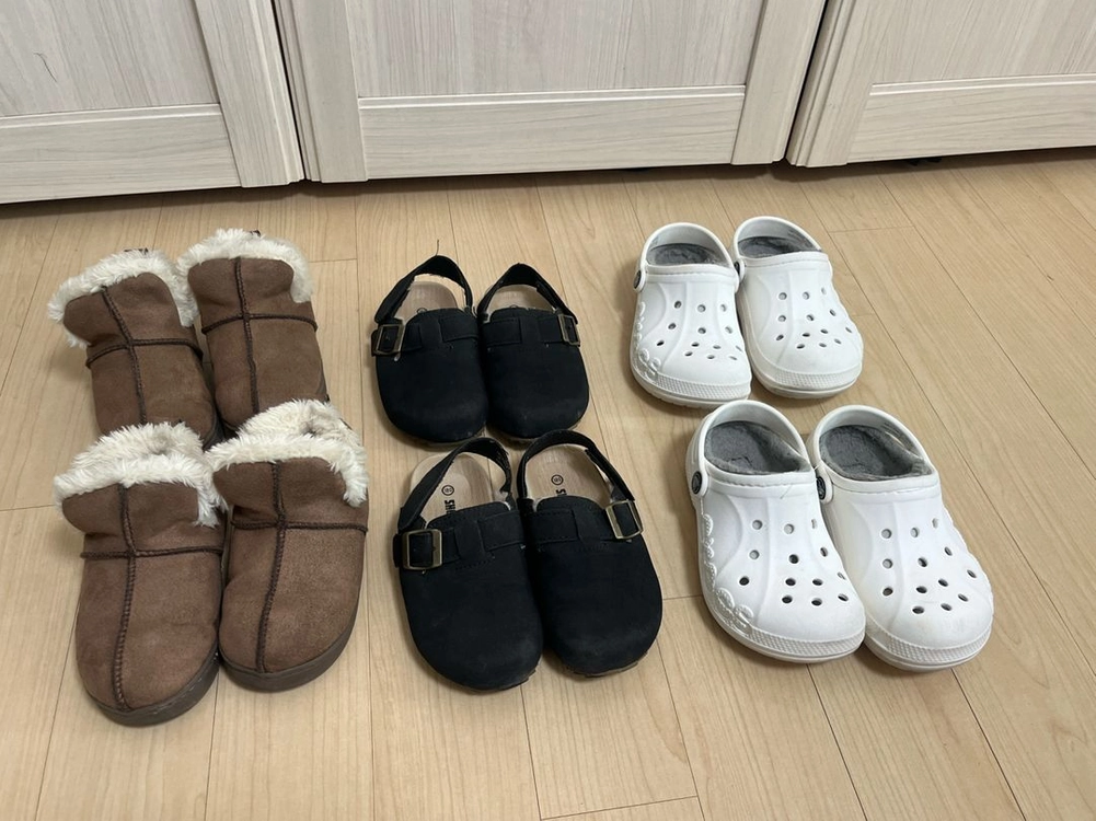 쌍둥이 겨울신발 180사이즈 (털크록스, 어그부츠스탈, 버켄스탈 뮬) 이미지