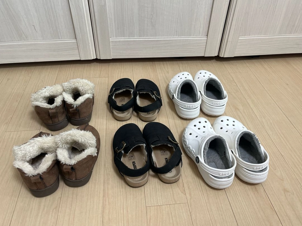 쌍둥이 겨울신발 180사이즈 (털크록스, 어그부츠스탈, 버켄스탈 뮬) 이미지