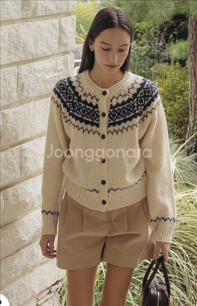 노운베러 스노우플레이크 자카드 가디건 / Snowflake jacquard cardigan--0