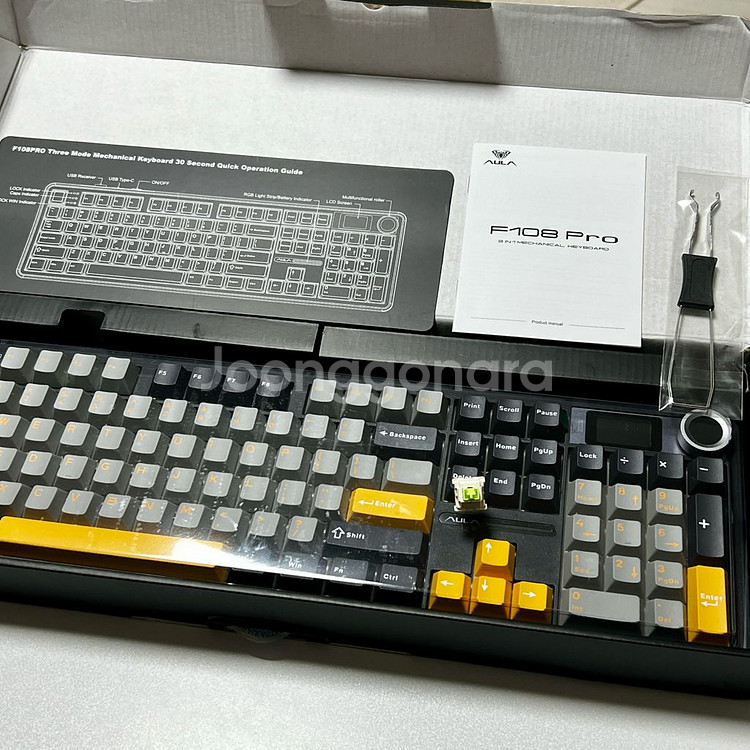 독거미 F108 Pro 키보드 블랙옐로우 그린축(리퍼축) 새거--6
