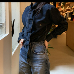 [새상품] 비비안웨스트우드 데님 타이 블라우스