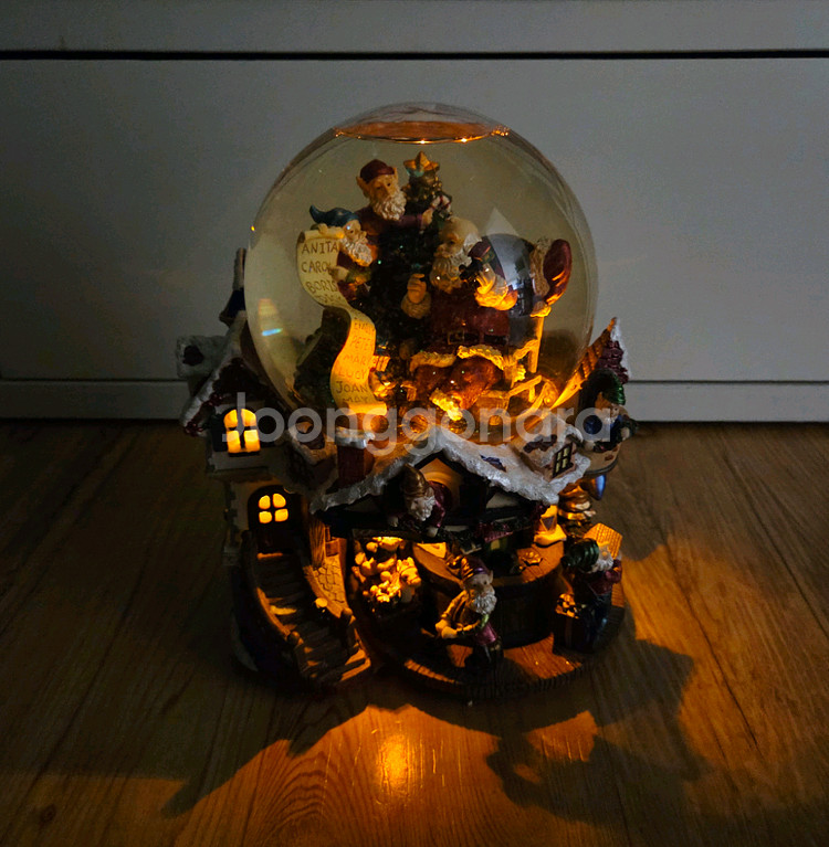 크리스마스 산타 오르골 스노우볼 인테리어 조명--1