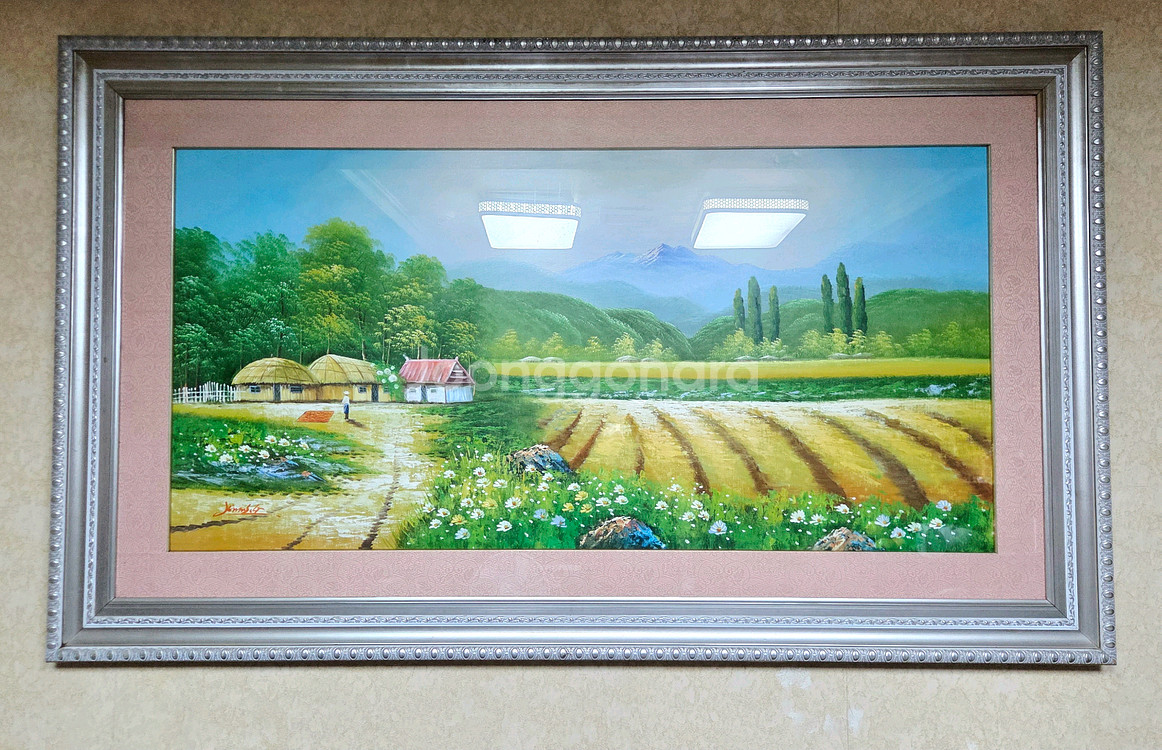 시골 풍경 유화 대형 그림 액자--0