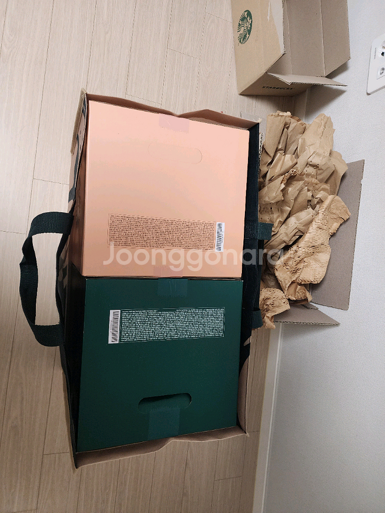 스타벅스 아이스박스. 분홍 초록--0