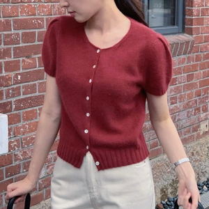 체리코코 라쿤 앙고라가디건 연말룩 크리스마스