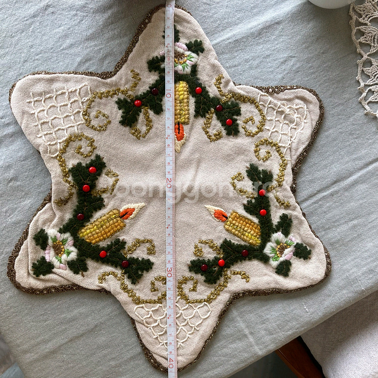 독일 빈티지 손자수 크리스마스 데코 도일리--1