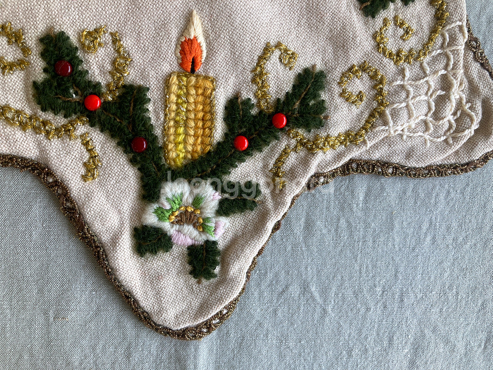 독일 빈티지 손자수 크리스마스 데코 도일리--2