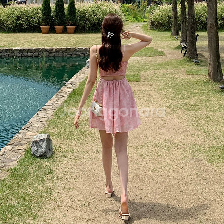 아뜨랑스 메이드 플라워 여름 나시 미니 원피스--2