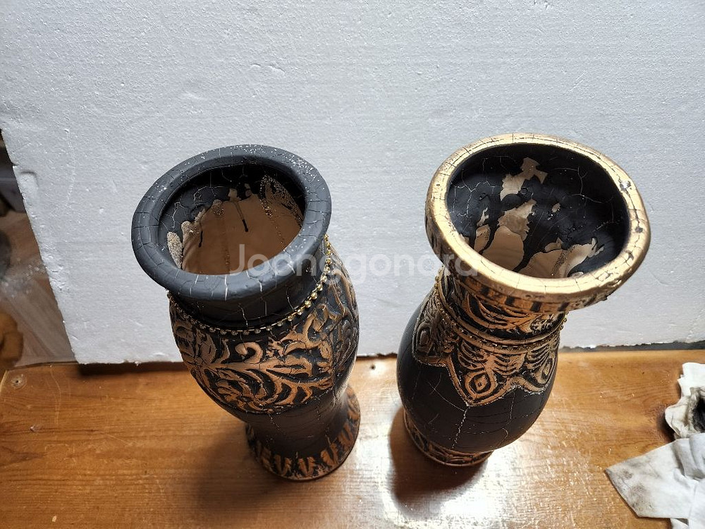 금박 화병 2점--3