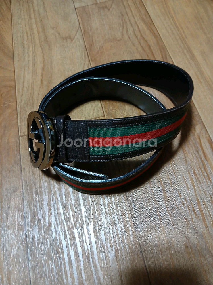 구찌 GG 버클 웹 벨트--0