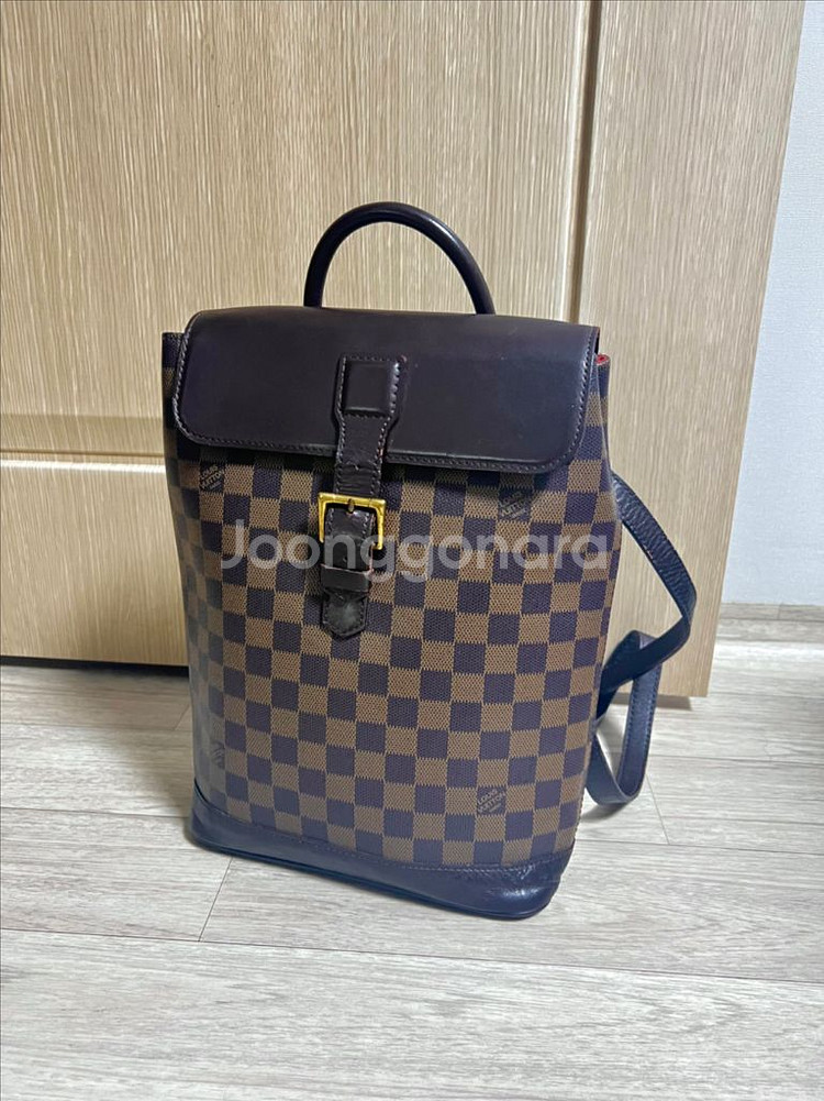 다미에 캔버스 백팩--0