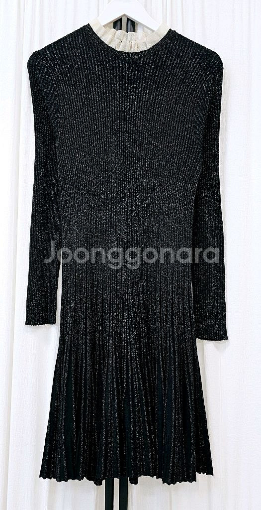 골드펄 니트원피스 골지프릴넥 니트원피스 메탈사 슬림--0