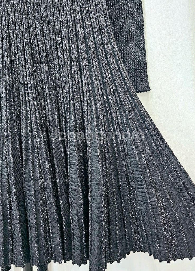 골드펄 니트원피스 골지프릴넥 니트원피스 메탈사 슬림--2