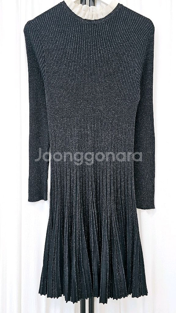 골드펄 니트원피스 골지프릴넥 니트원피스 메탈사 슬림--4