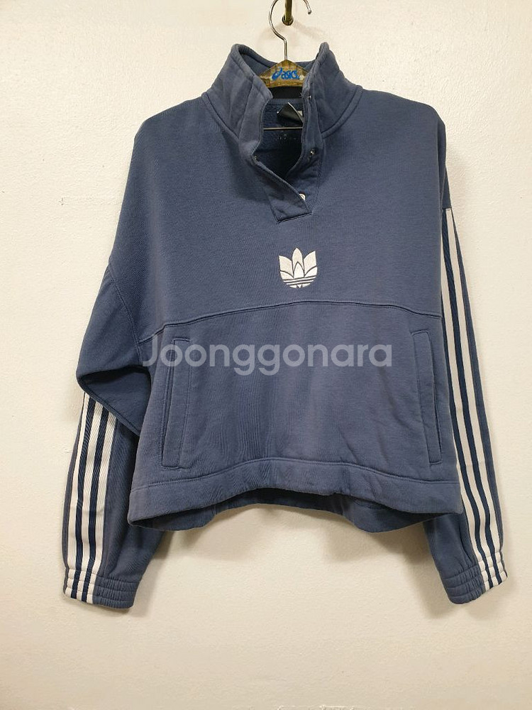 아디다스 블루 3D 트레포일 하프집 기모 M사이즈--0
