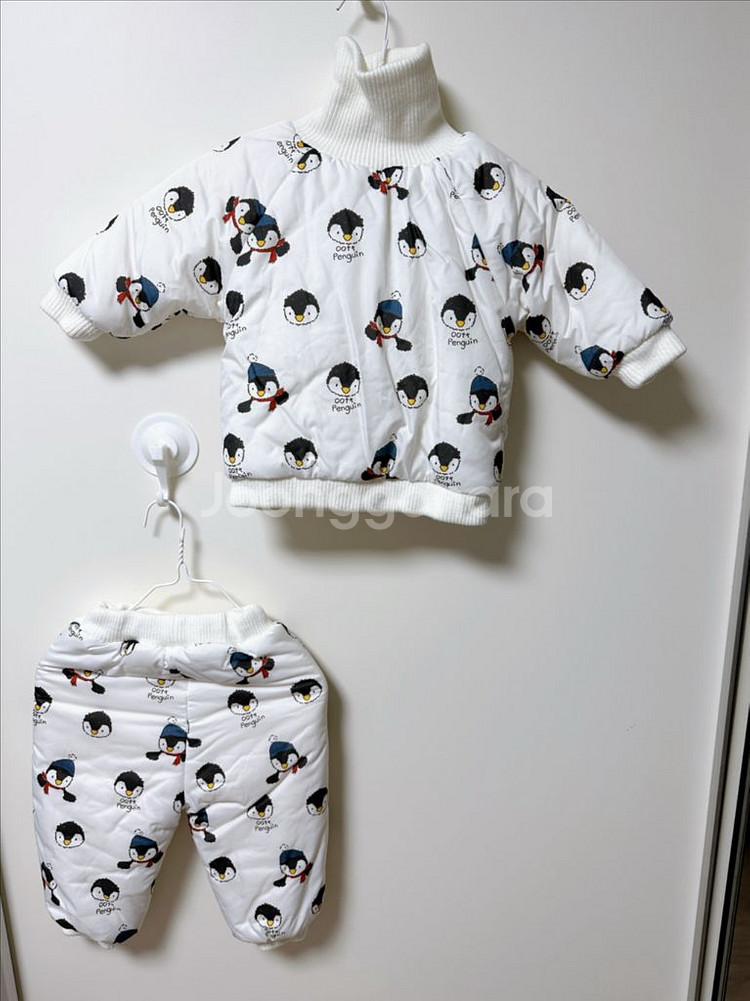 펭귄 패턴 아기 상하복 세트--0
