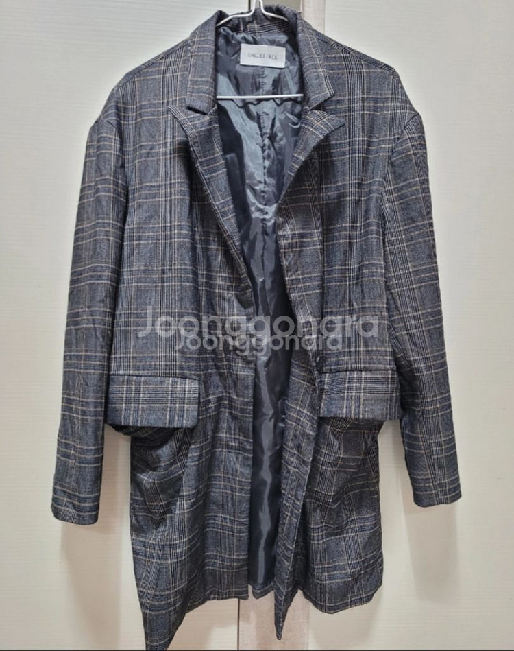 중고/체크 여자 롱자켓 프리사이즈--0