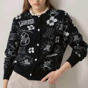 한섬 랑방[새옷]비즈 & 자수 자카드 울 니트 가디건