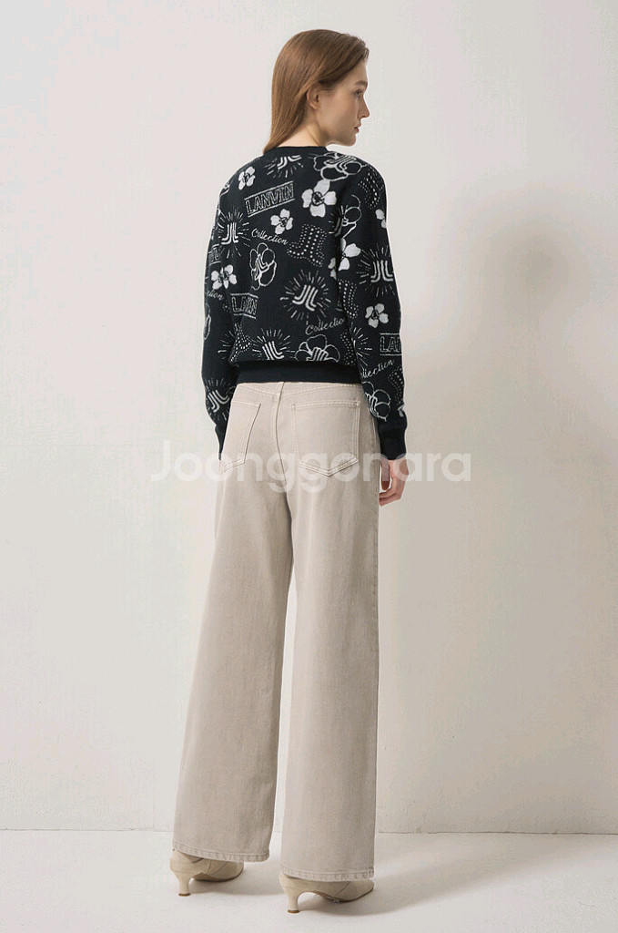 한섬 랑방[새옷]비즈 & 자수 자카드 울 니트 가디건--3