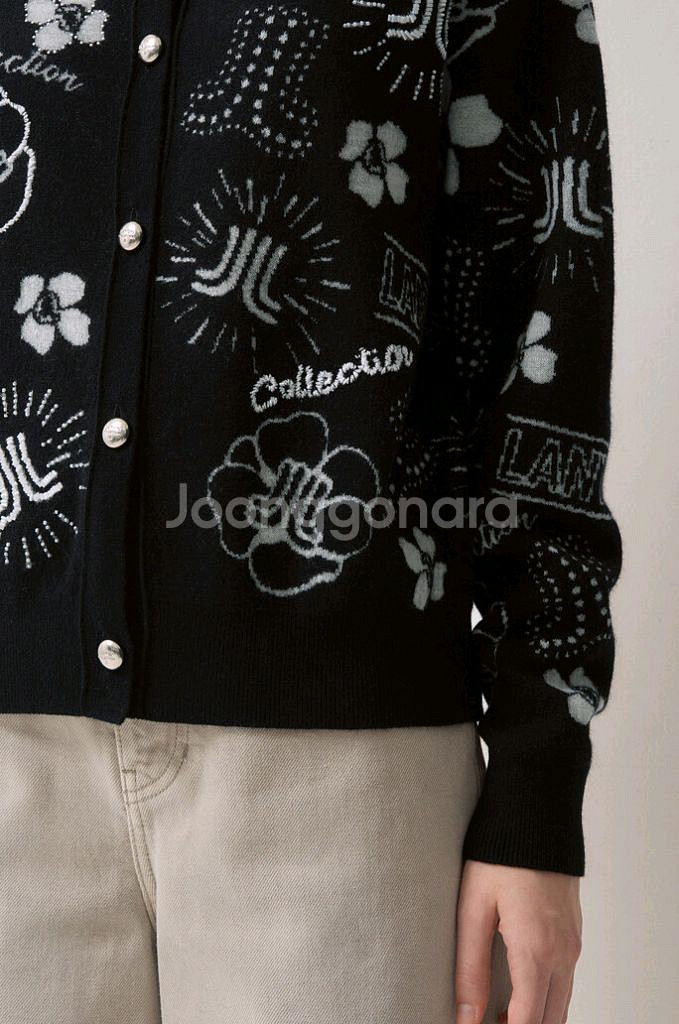 한섬 랑방[새옷]비즈 & 자수 자카드 울 니트 가디건--2