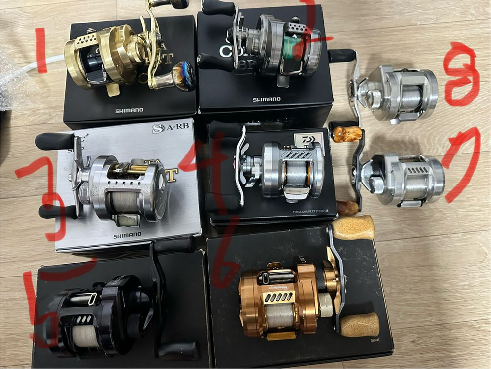 각종 장구통 낚시 베이트릴(시마노, 다이와, 메가배스) 이미지