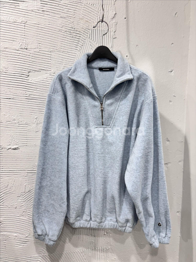 다이애그널 플리스 하프집업티--0