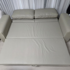 한샘 매그 라운지 3인 가죽 소파 베드, 웜그레이