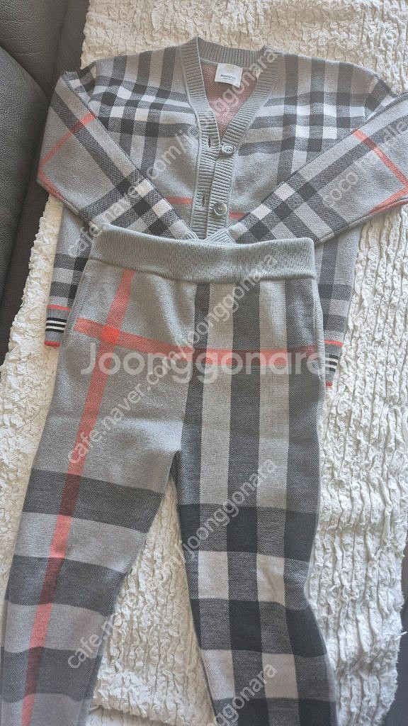 버버리 아기 체크 상하복 세트--0