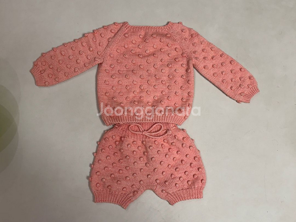 미샤앤퍼프 자몽 팝콘 풀오버+롬퍼 일괄 2-3y--0