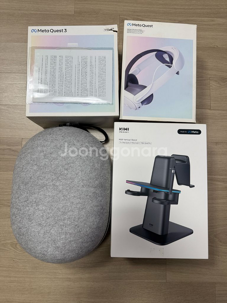 울산 직거래 메타 퀘스트 3 512g 정품 헤드셋 + 키미 스탠드 세트 게임4개포함--0
