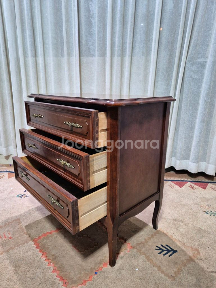 영국 엔틱 클래식 3단서랍장--5