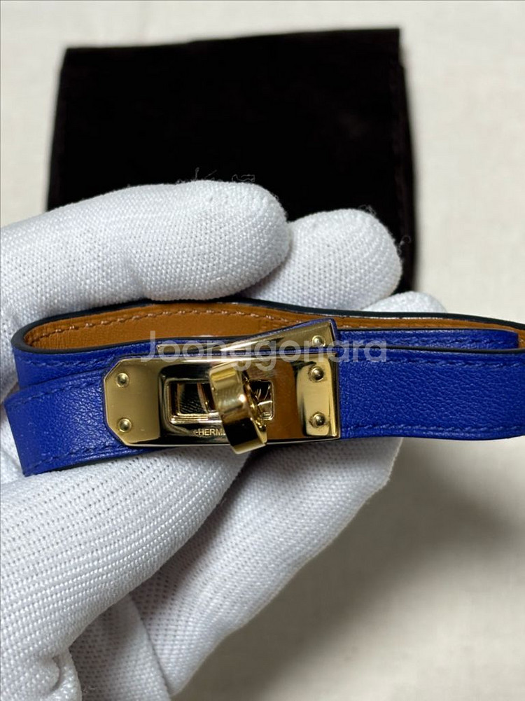 [T3] 에르메스 켈리 더블투어 금장 팔찌--0