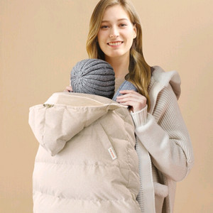 포그내 아기띠 워머 구스워머 헤링본 베이지