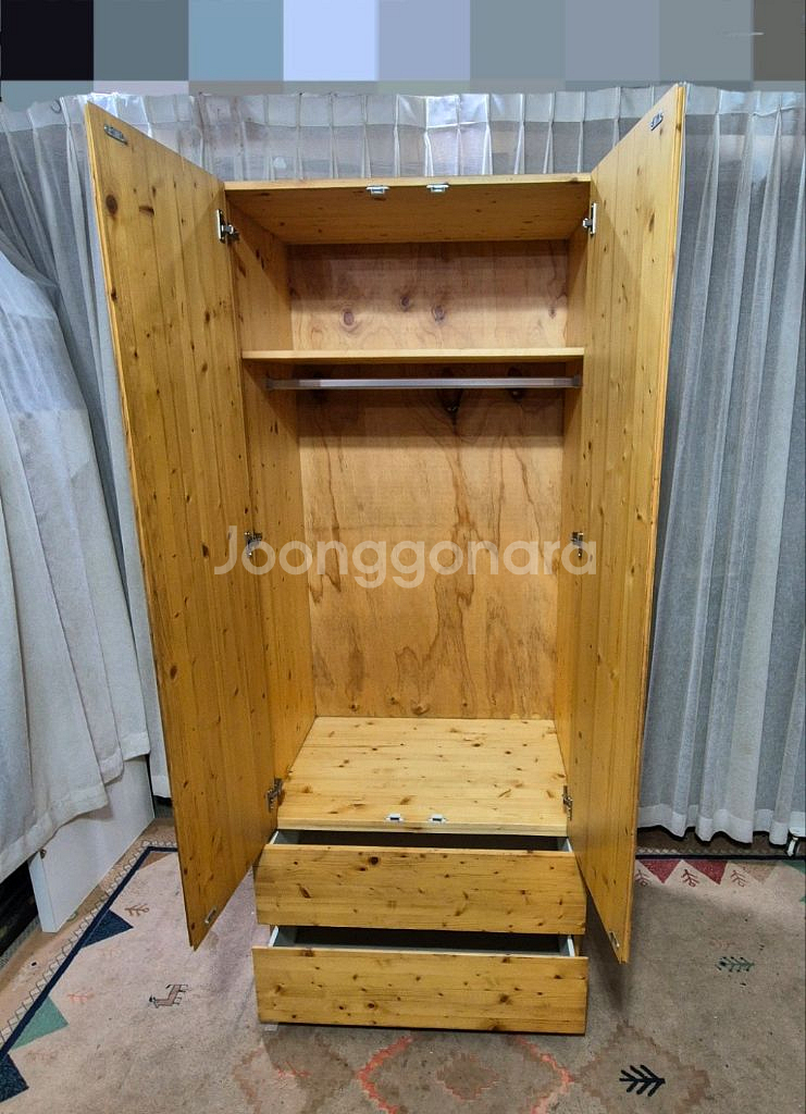 원목 2D 서랍 수납 옷장--4