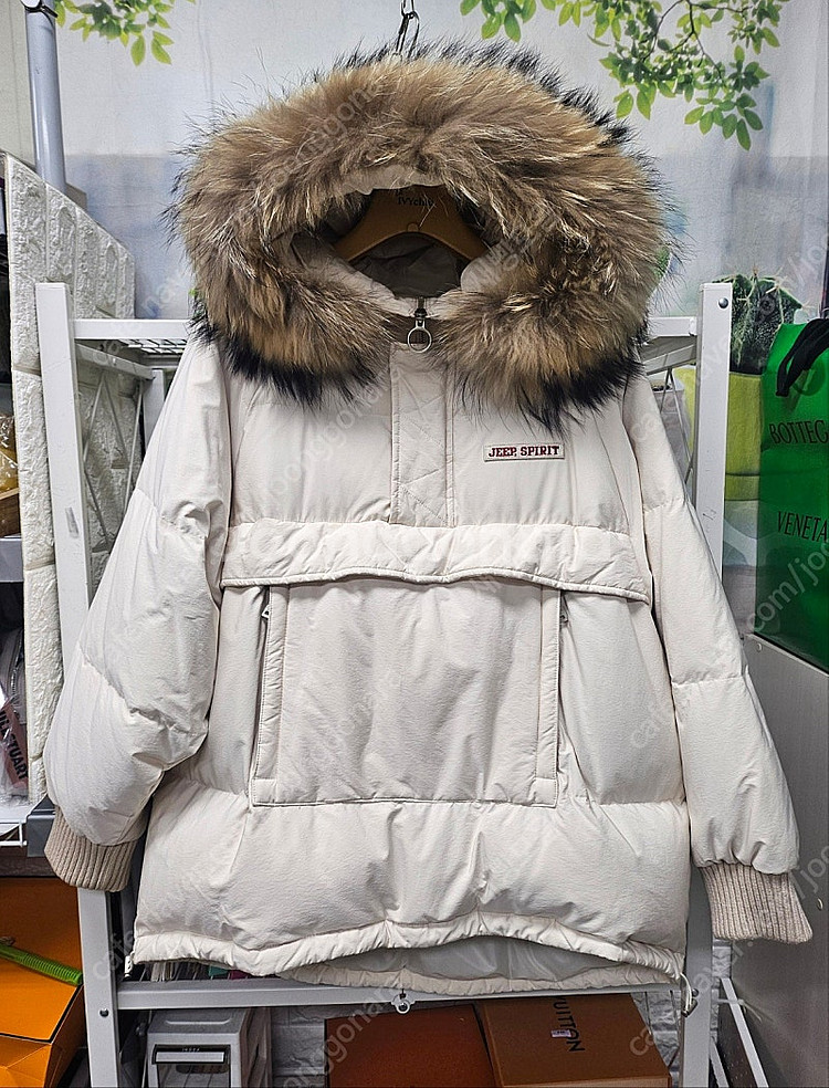 지프 다운 여성패딩 프리사이즈 반집업 후드아노락 AC65--0