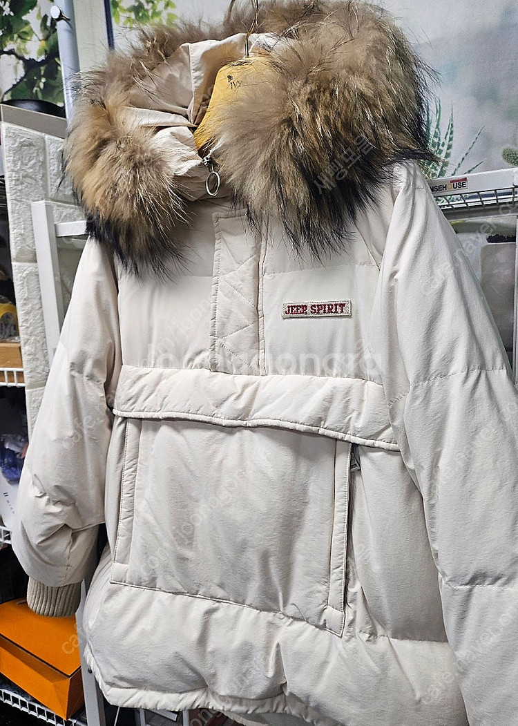 지프 다운 여성패딩 프리사이즈 반집업 후드아노락 AC65--2