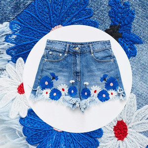 [새상품] 한섬 sjyp 플라워 자수 반바지 팬츠