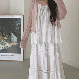 레이스 트림 롱 스커트