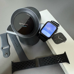 애플워치 SE 44mm 블랙 풀박스 +무선충전 거치대