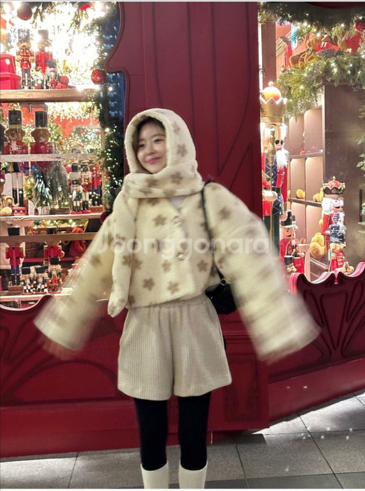 바이씨니 골지 반바지 블랙 베이지--1