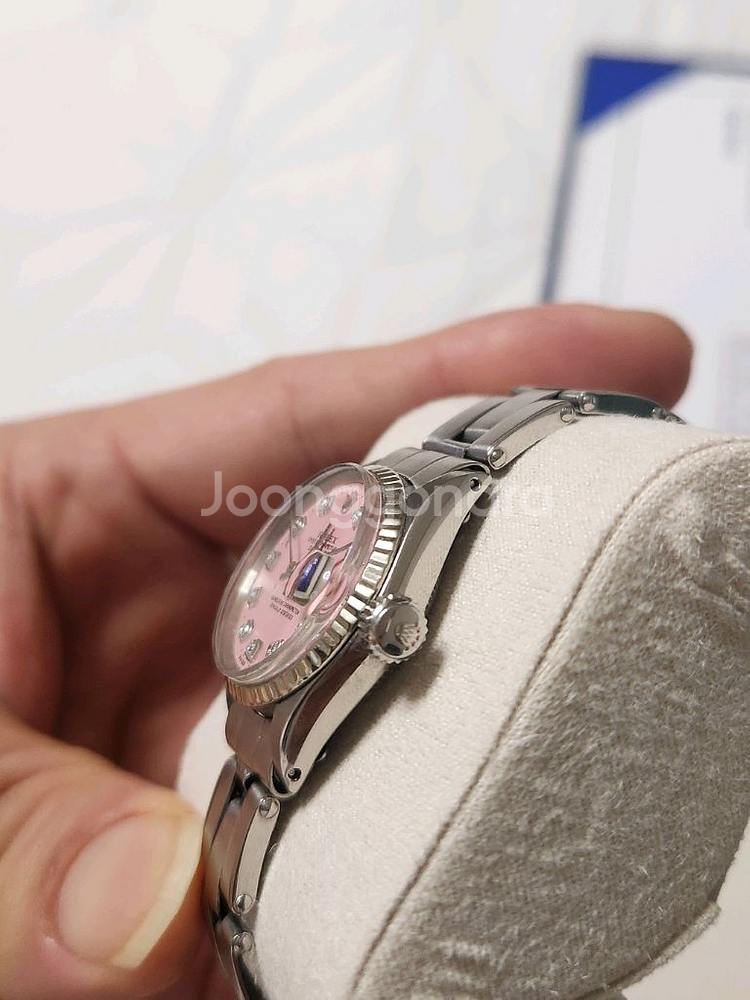정품로렉스 6517 오이스터 파스텔핑크 10P 천연다이아셋팅 26mm 판매합니다--4