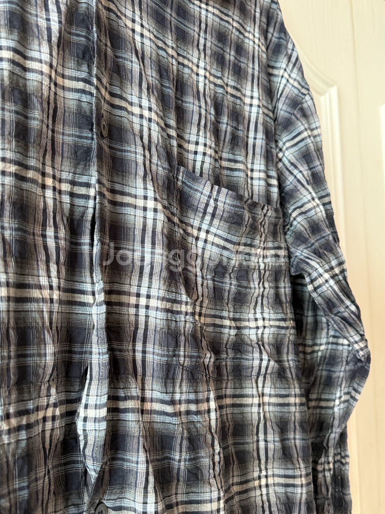 [2] 폴리테루 컨트리 체크 셔츠 워시드 네이비 페인티드 제 페니즈 페브릭--2
