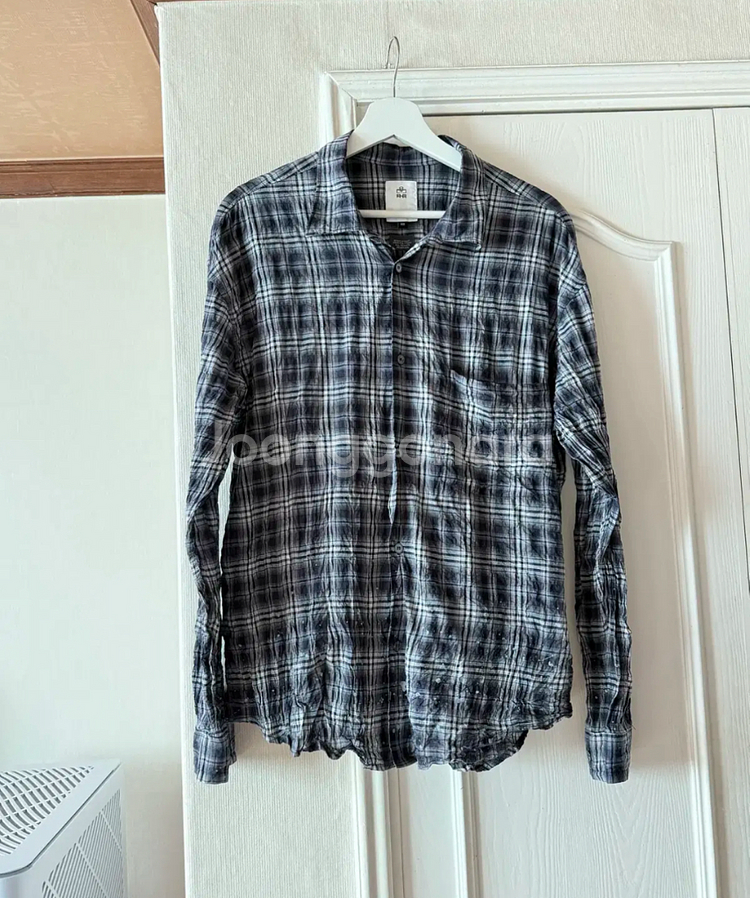 [2] 폴리테루 컨트리 체크 셔츠 워시드 네이비 페인티드 제 페니즈 페브릭--1