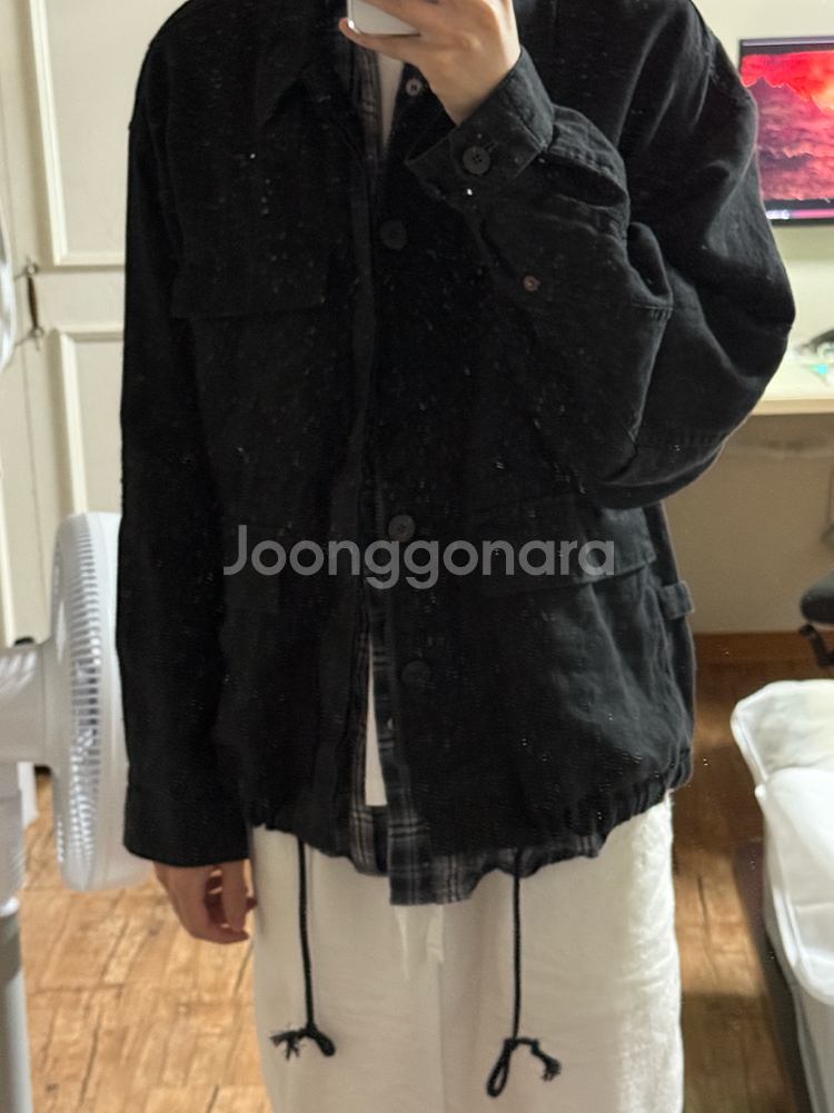 [2] 폴리테루 컨트리 체크 셔츠 워시드 네이비 페인티드 제 페니즈 페브릭--3