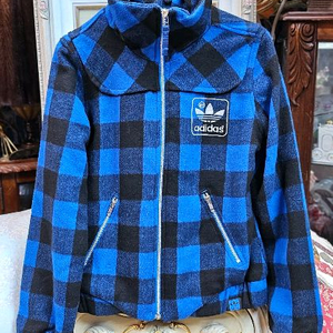 아디다스울체크 패턴 점퍼
