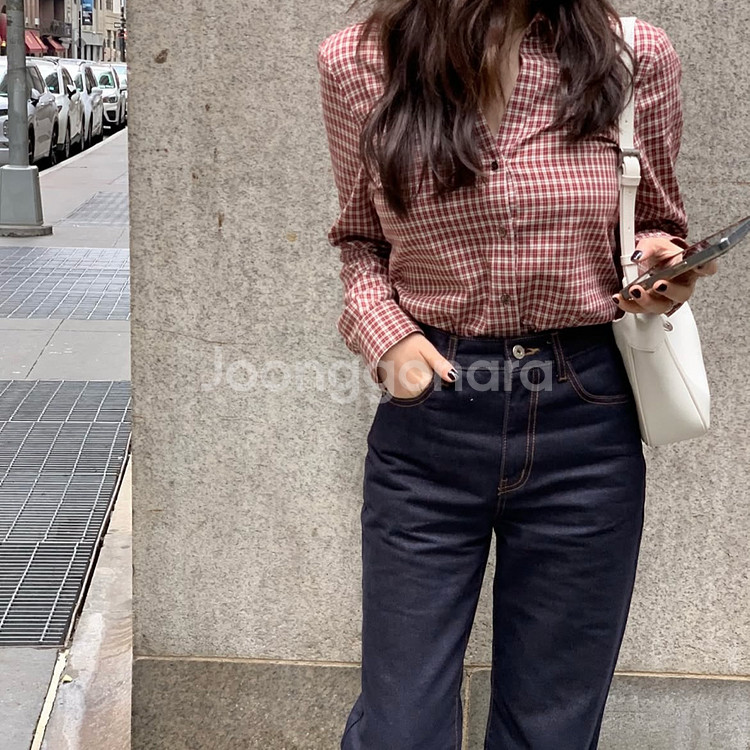 마그넷 체크 슬림 셔츠 (레드) / 샵마그넷--0