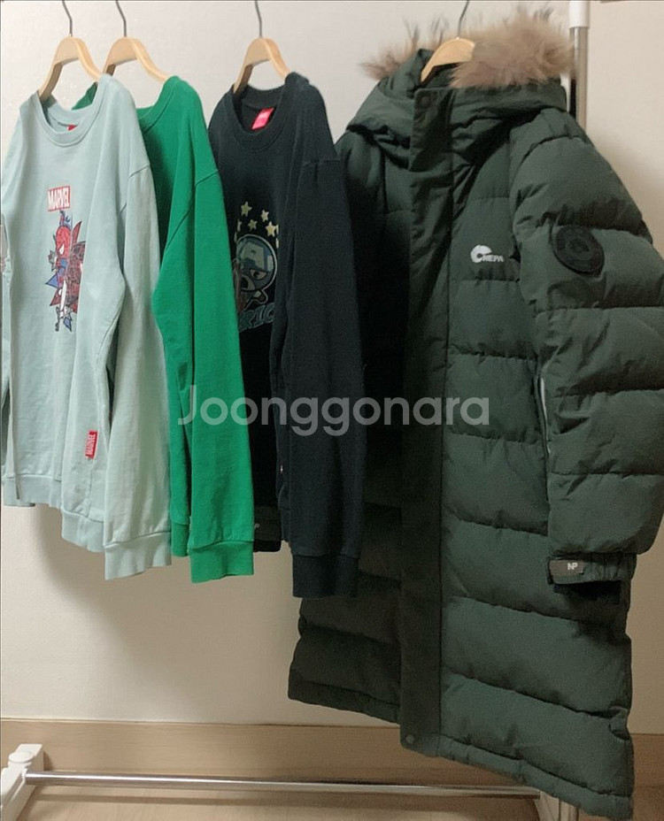 남아 150네파키즈 구스다운 롱패딩 +캐릭터면티3종--1