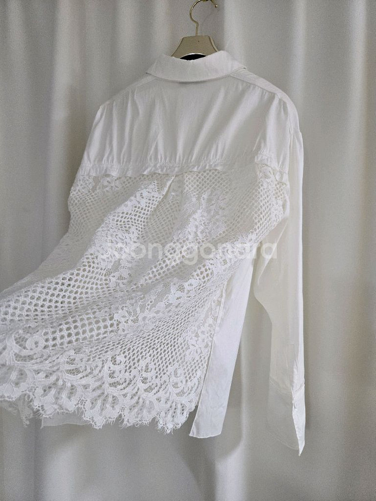 오브제 레이스 화이트 블라우스--0